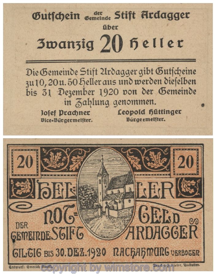 Ardagger Stift, G0051Ac, 20 Heller; 1