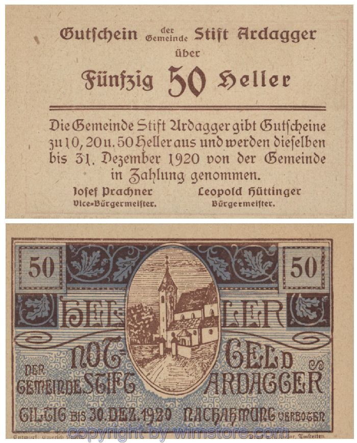 Ardagger Stift, G0051Ac, 50 Heller; 1