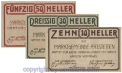 sn100947 Artstetten, G0052a, Serie 10, 30, 50 Heller; 1-