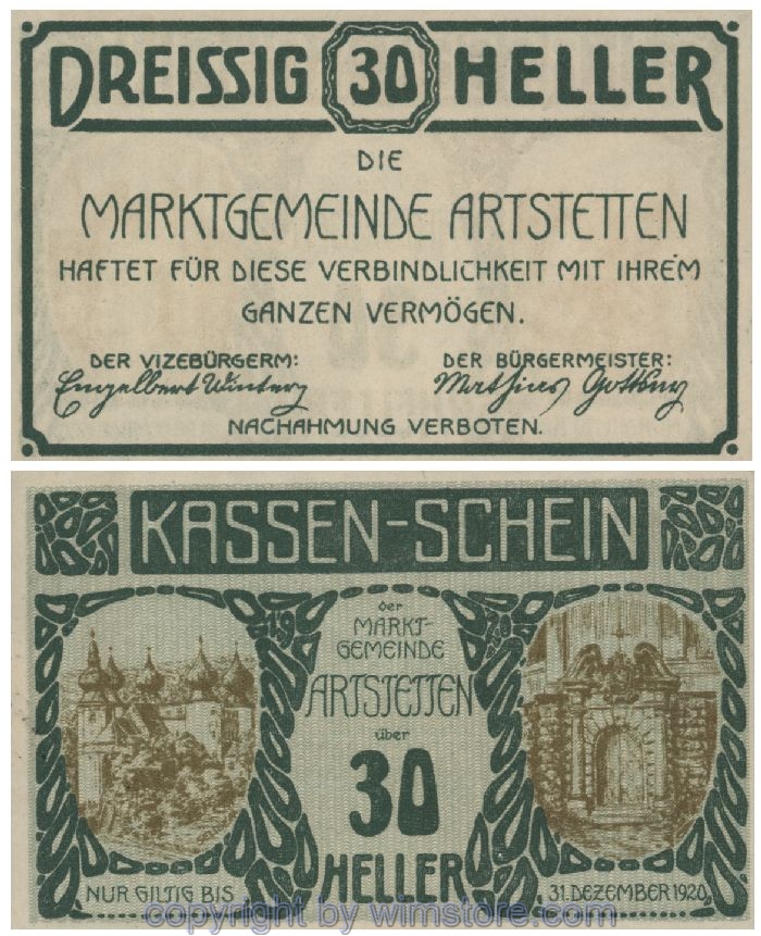 Artstetten, G0052a, 30 Heller; 1-