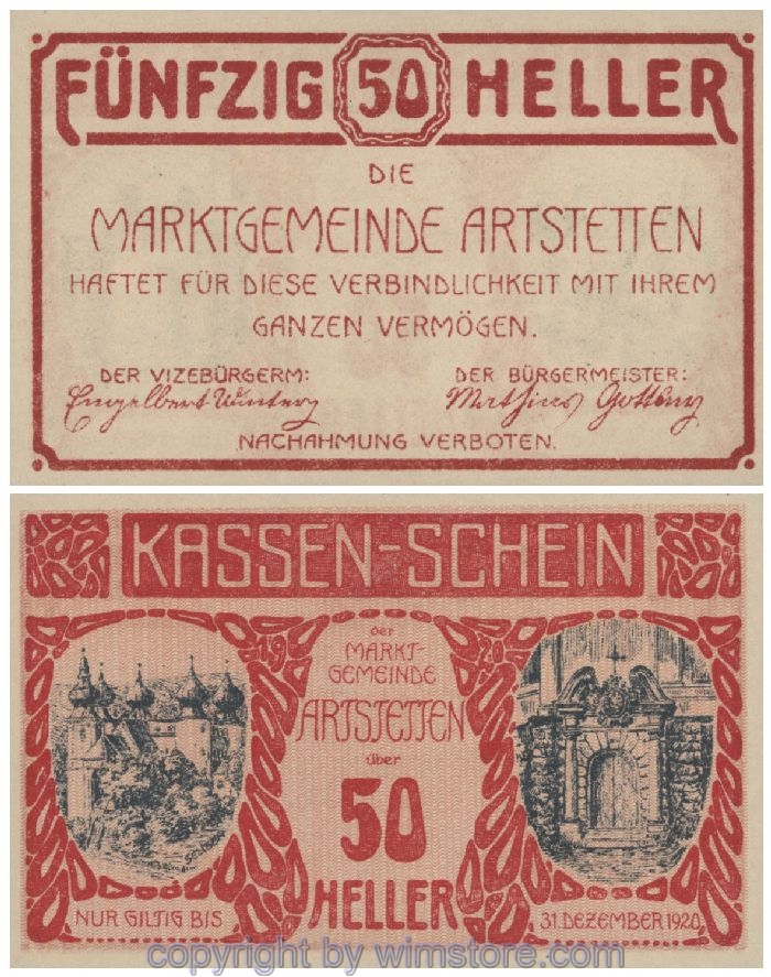Artstetten, G0052a, 50 Heller; 1