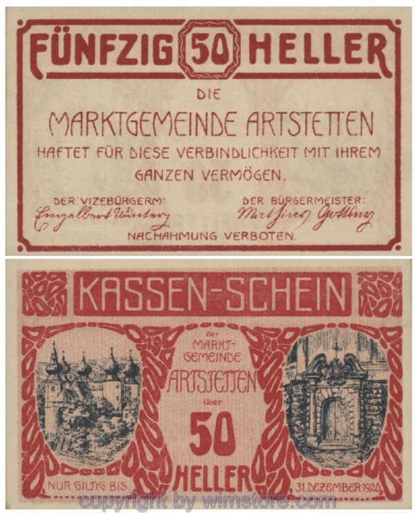 Artstetten, G0052a, 50 Heller; 1-