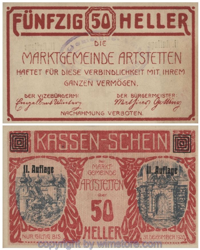 Artstetten, G0052c, 50 Heller; 1-