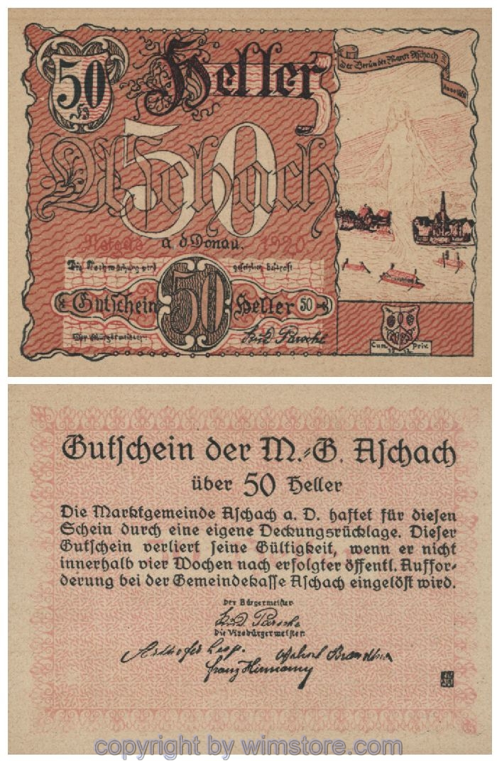 Aschach a.d. Donau, G0053IIb, 50 Heller, 36; 1-