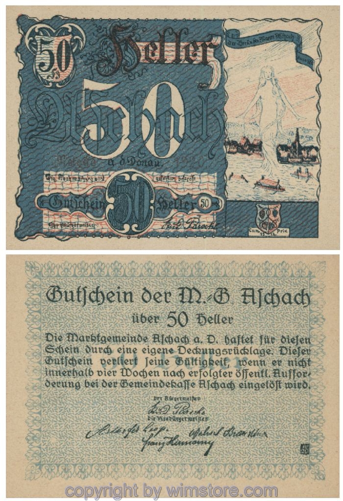 Aschach a.d. Donau, G0053IIb, 50 Heller, 54; 1-