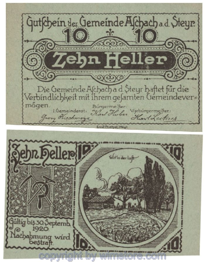 Aschach a.d. Steyr, G0054Ia0, 10 Heller, Abart; 1-