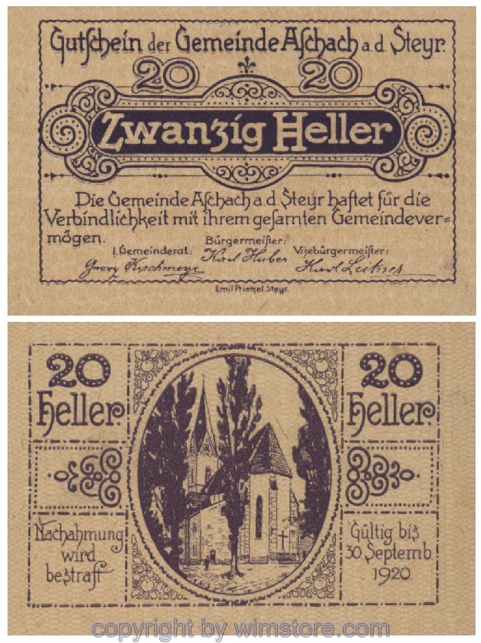 Aschach a.d. Steyr, G0054Iae, 20 Heller, 2/1; 1
