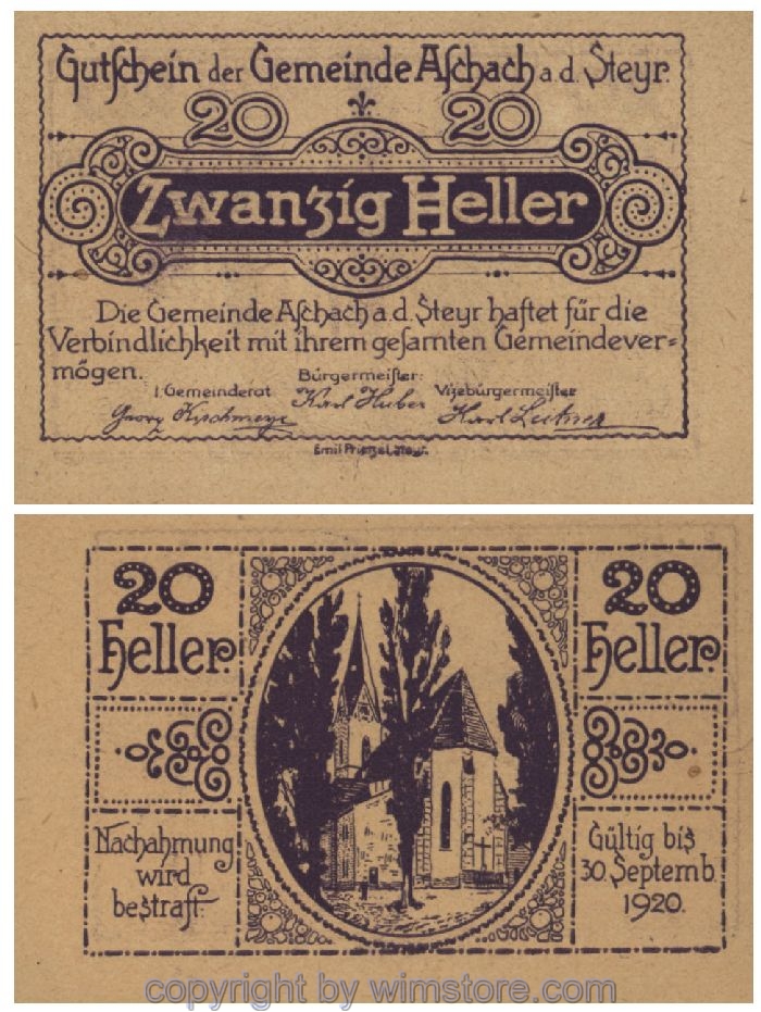 Aschach a.d. Steyr, G0054Iaf, 20 Heller, -/-; 1