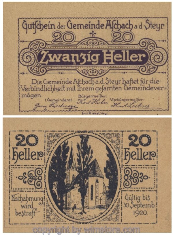 Aschach a.d. Steyr, G0054Iaf, 20 Heller, -/-; 1