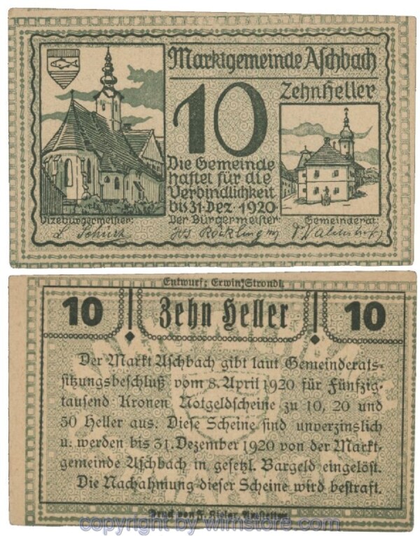 Aschbach, G0055a, 10 Heller; 1