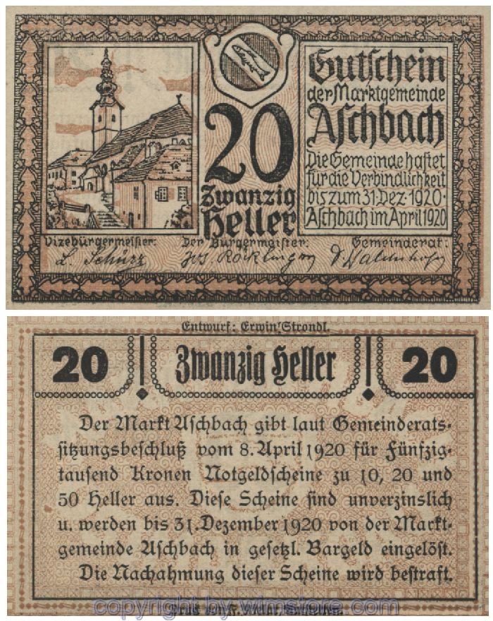 Aschbach, G0055a, 20 Heller; 1