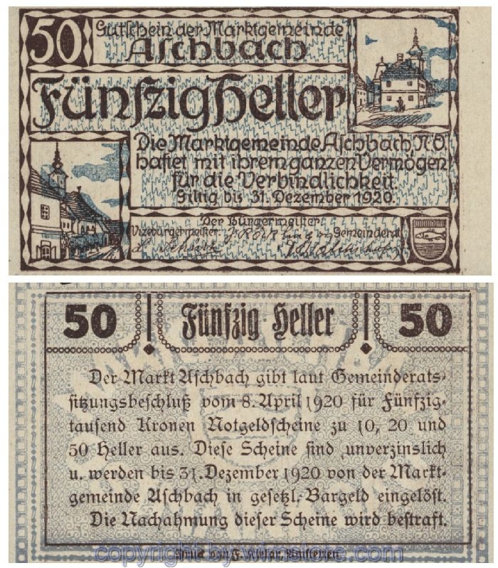 Aschbach, G0055b, 50 Heller, Fehldruck; 1