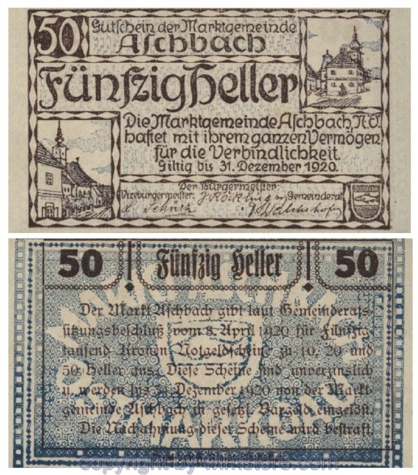 Aschbach, G0055b, 50 Heller, Fehldruck; 1