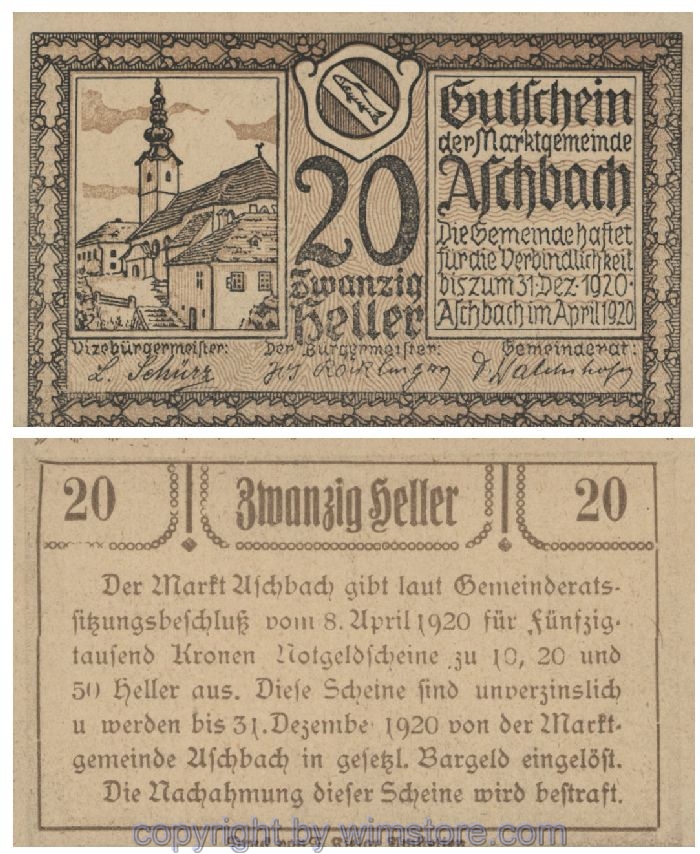 Aschbach, G0055c, 20 Heller; 1