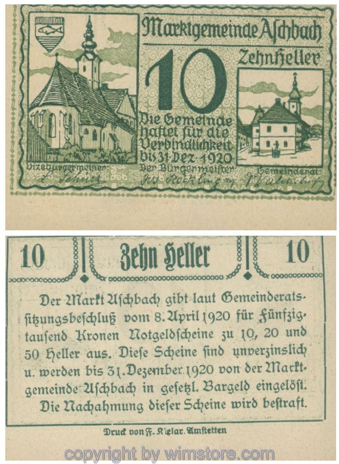 Aschbach, G0055d, 10 Heller, Abart; 1