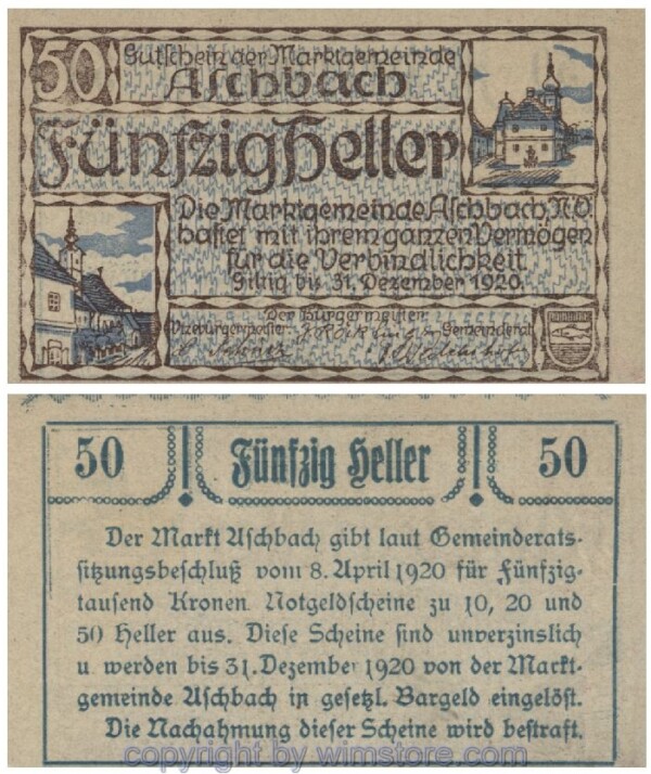 Aschbach, G0055d, 50 Heller, Abart; 1