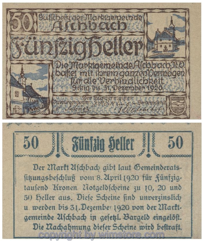 Aschbach, G0055d, 50 Heller, Abart; 1