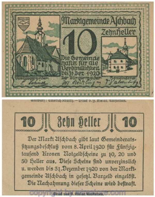 Aschbach, G0055e, 10 Heller, Abart; 1