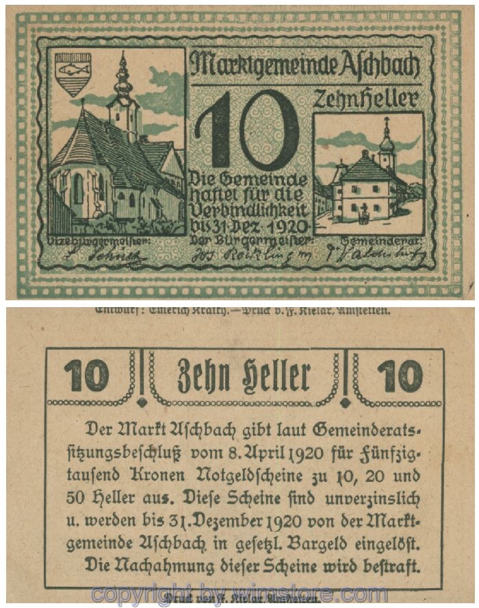 Aschbach, G0055e, 10 Heller, Abart; 1