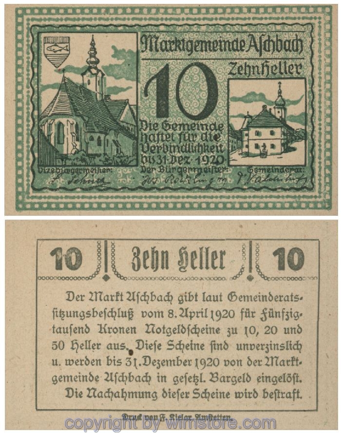 Aschbach, G0055e, 10 Heller; 1