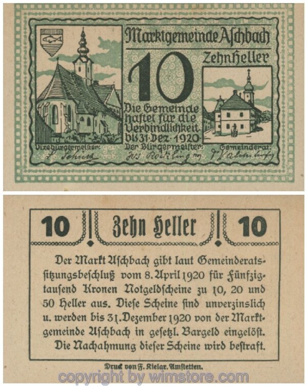 Aschbach, G0055e, 10 Heller; 1-