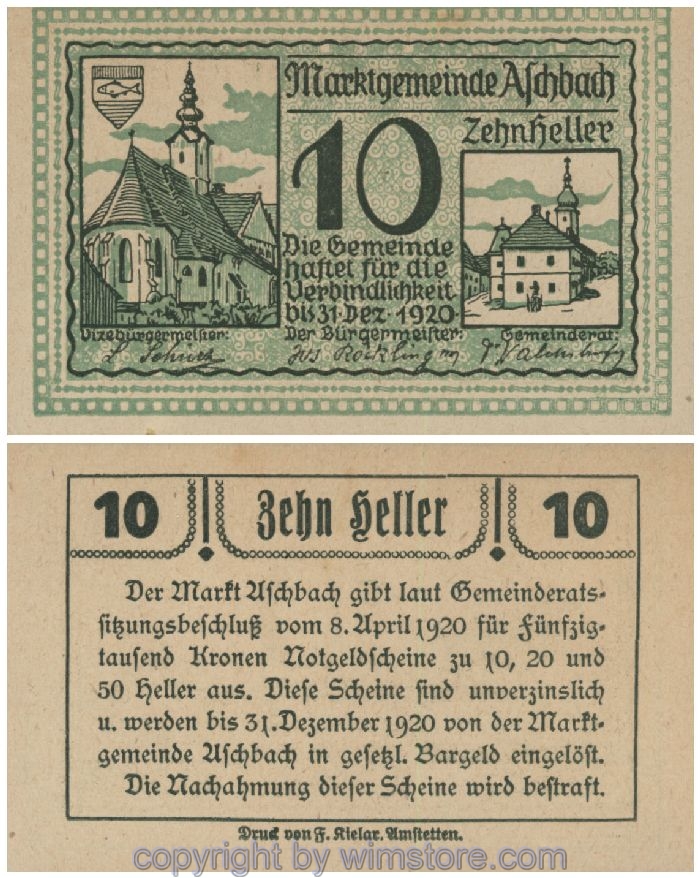 Aschbach, G0055e, 10 Heller; 1-
