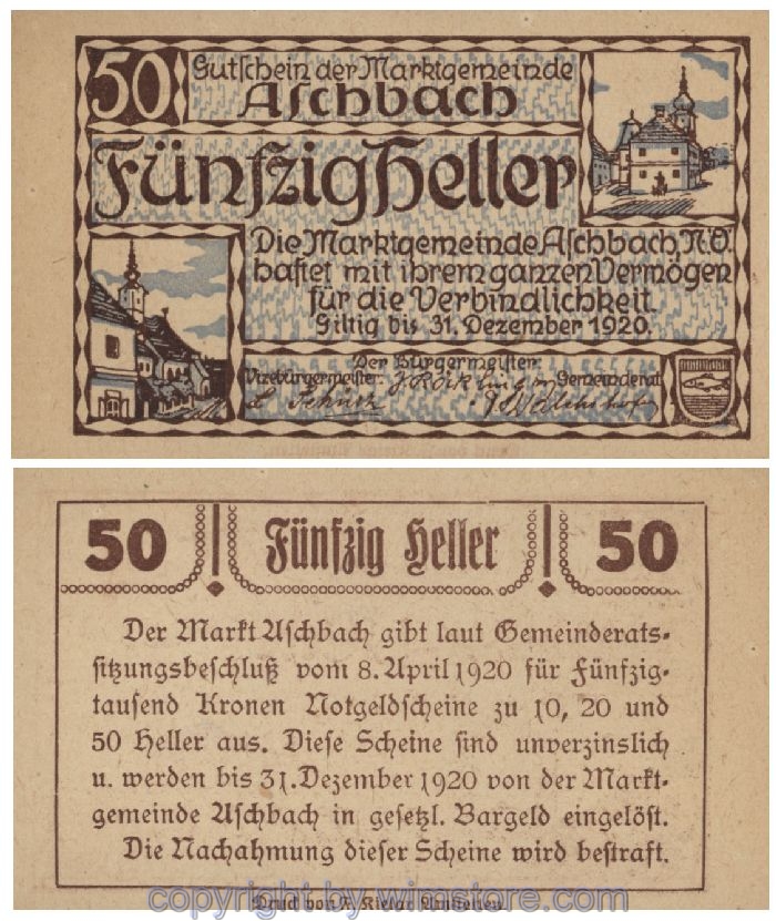 Aschbach, G0055e, 50 Heller; 1