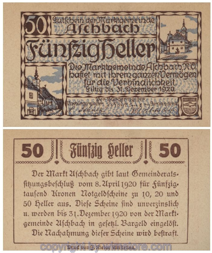 Aschbach, G0055e, 50 Heller; 1-