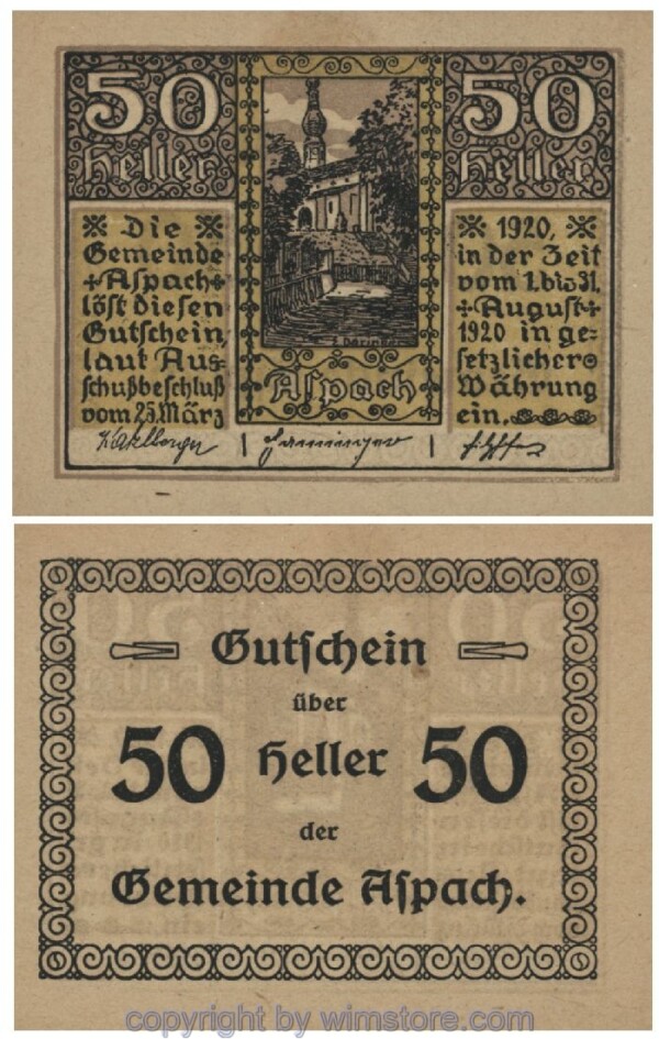 Aspach, G0057a, 50 Heller; 1-