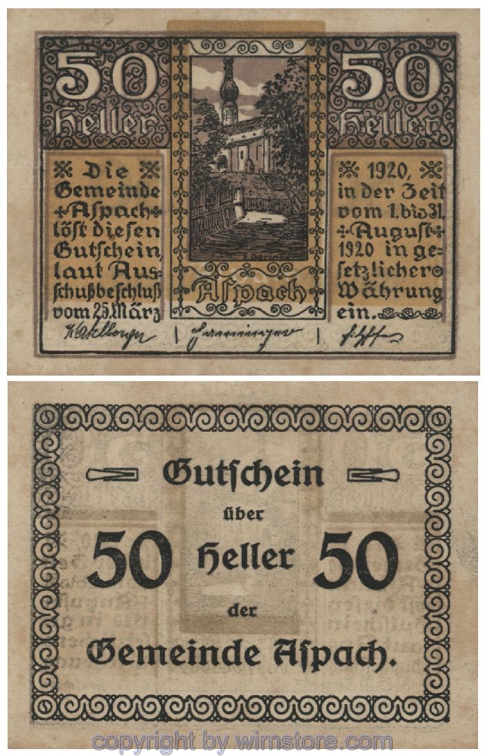 Aspach, G0057a, 50 Heller, Fehldruck; 1-
