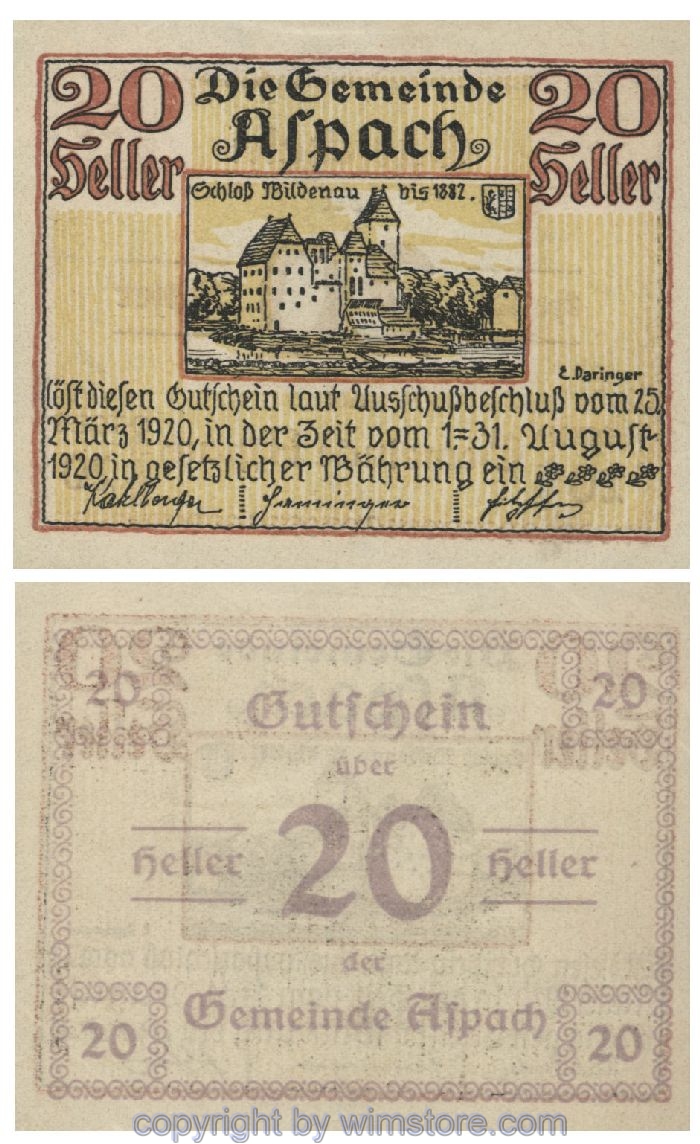 Aspach, G0057e, 20 Heller; 1