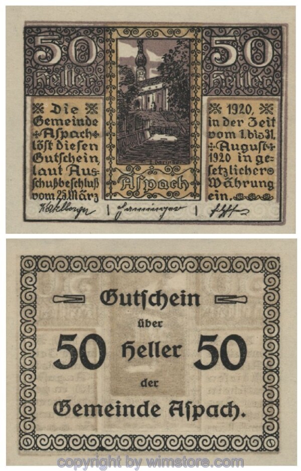 Aspach, G0057e, 50 Heller; 1