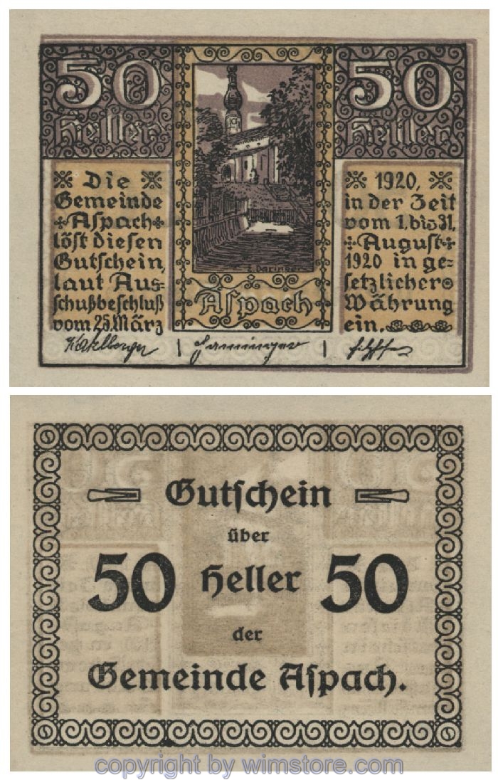 Aspach, G0057e, 50 Heller; 1