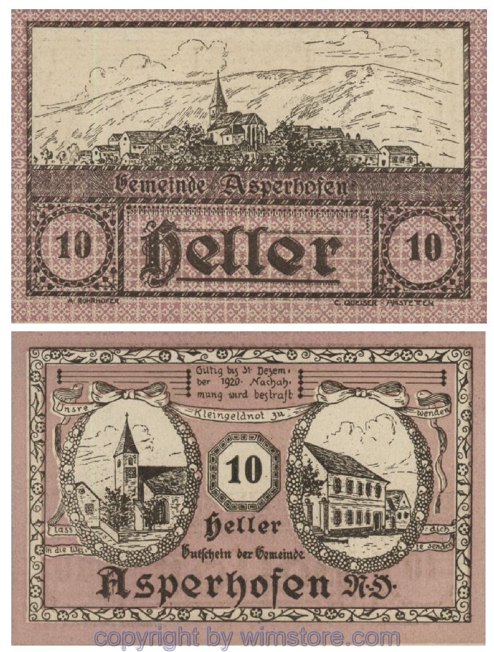 Asperhofen, G0058a, 10 Heller, Fehldruck; 1