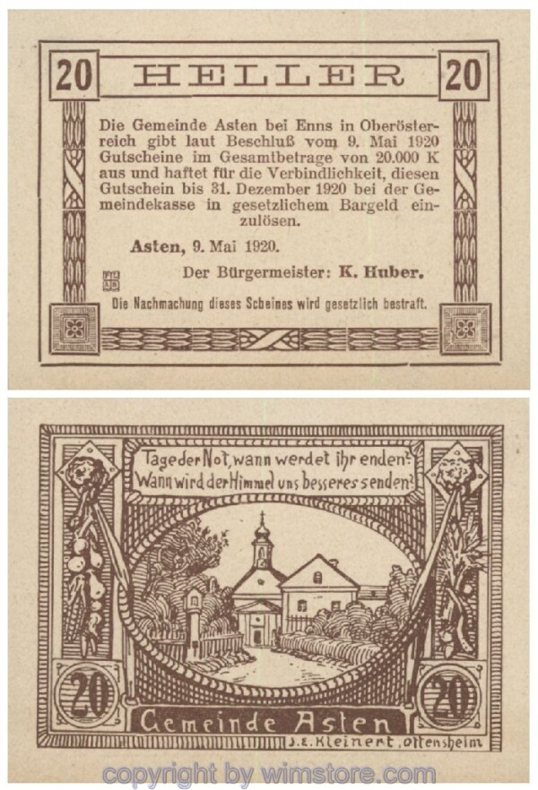 Asten, G0059a, 20 Heller; 1-