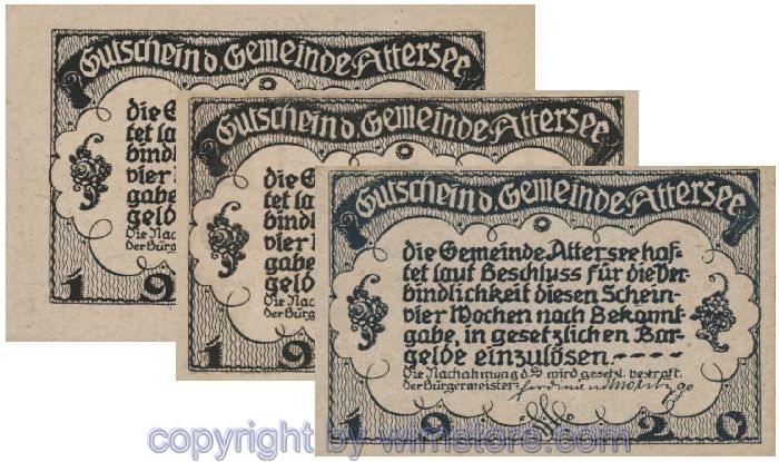 Attersee, G0060a, Serie 10, 20, 50 Heller; 1-