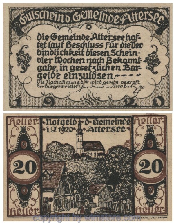 sn101177 Attersee, G0060a, 20 Heller; 1-
