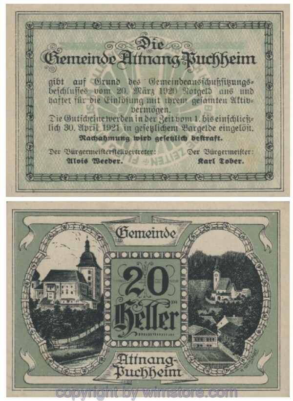 sn101183 Attnang-Puchheim, G0061I, 20 Heller; 1-