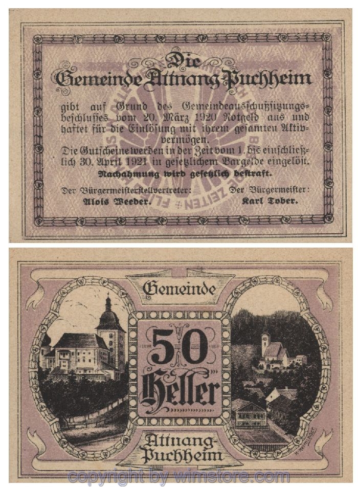 Attnang-Puchheim, G0061Ia, 50 Heller, g-g; 1-