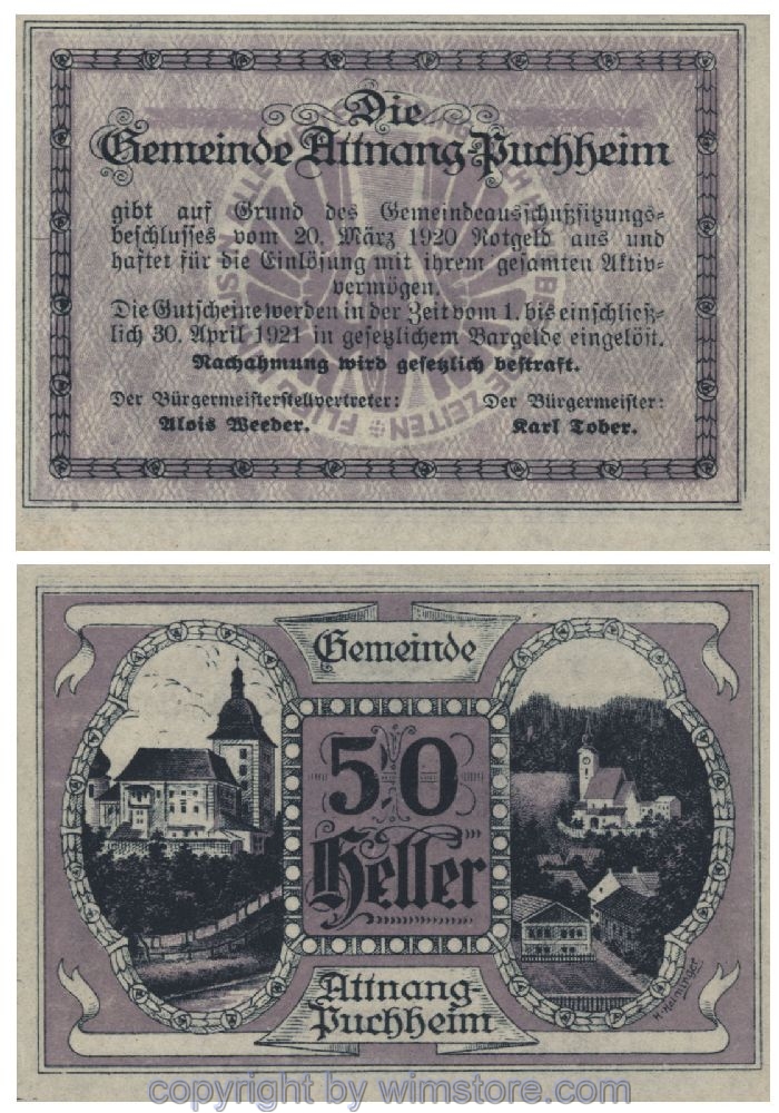 Attnang-Puchheim, G0061Ib, 50 Heller, g-r; 1-