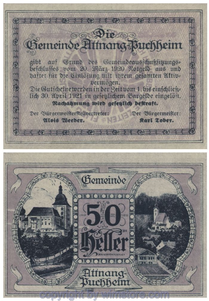 Attnang-Puchheim, G0061Ib, 50 Heller, r-g; 1-
