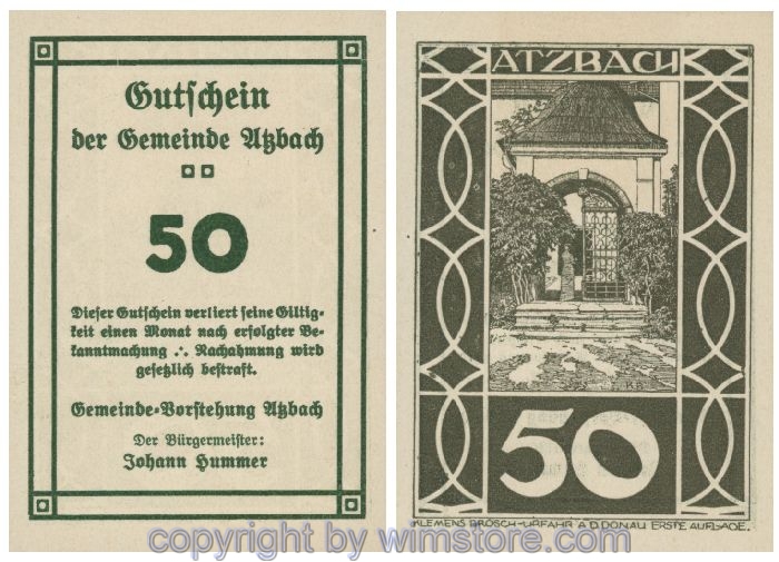 Atzbach, G0062a, 50 Heller, gr/brgr; 1