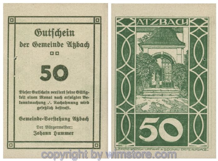 Atzbach, G0062a, 50 Heller, moosgr/gr; 1