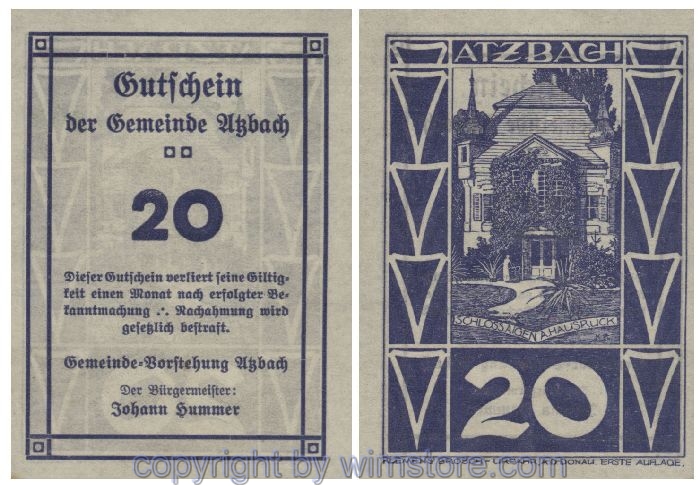 Atzbach, G0062b, 20 Heller; 1-