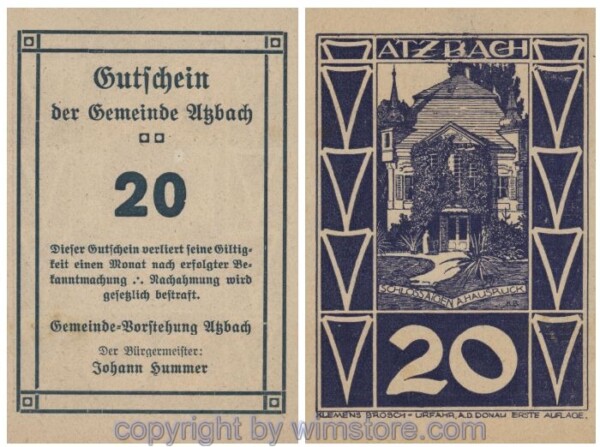 Atzbach, G0062c, 20 Heller, grb/viobl; 1