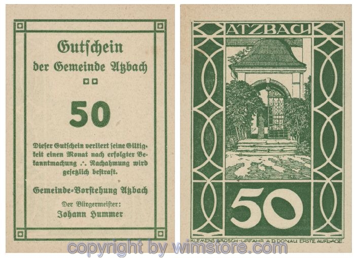 Atzbach, G0062c, 50 Heller, gr/gr; 1