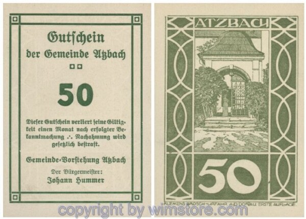 Atzbach, G0062c, 50 Heller, gr/moosgr; 1-