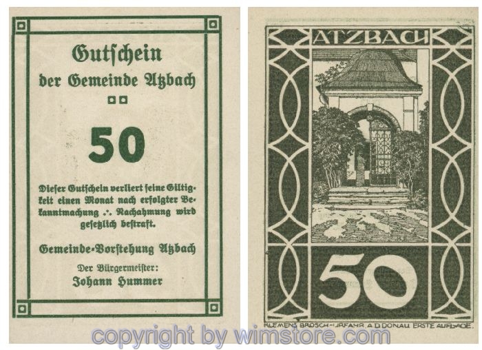 Atzbach, G0062c, 50 Heller, gr/brgr; 1
