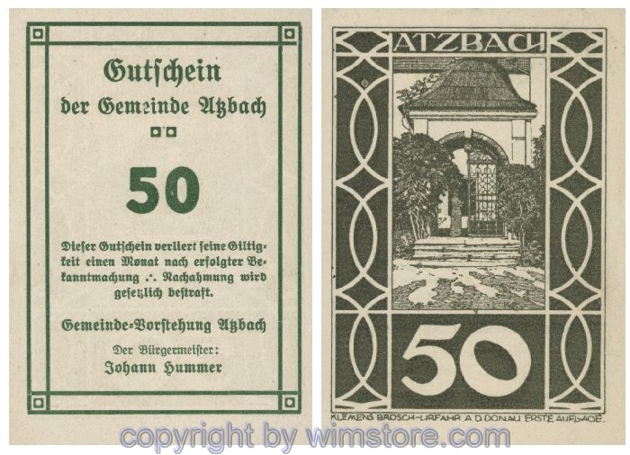 Atzbach, G0062c, 50 Heller, gr/brgr; 1-