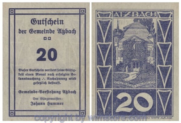Atzbach, G0062d, 20 Heller; 1-